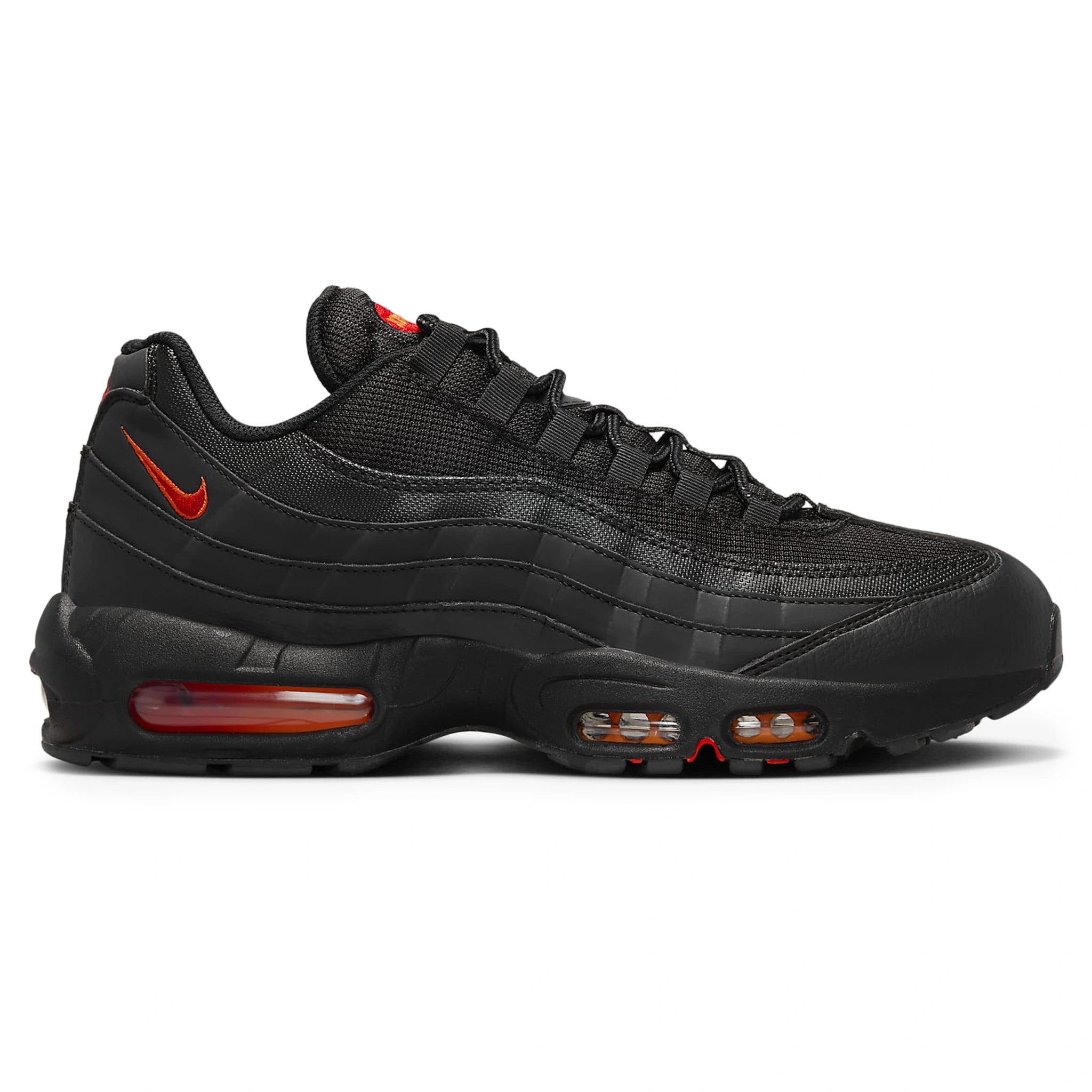 Side view of Nike Air Max 95 Black Red Orange FZ4626-002